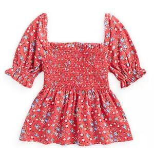 Polo Ralph Lauren Girls' Ditsy Floral Print Smocked Cotton Jersey Top 5